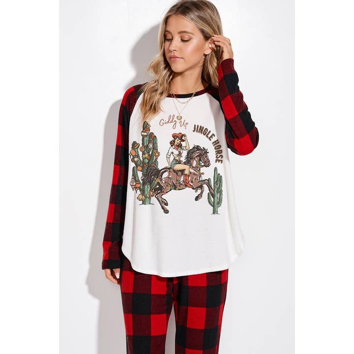 Christmas cowgirl plaid lounge wear set for wholesale by Phil Love