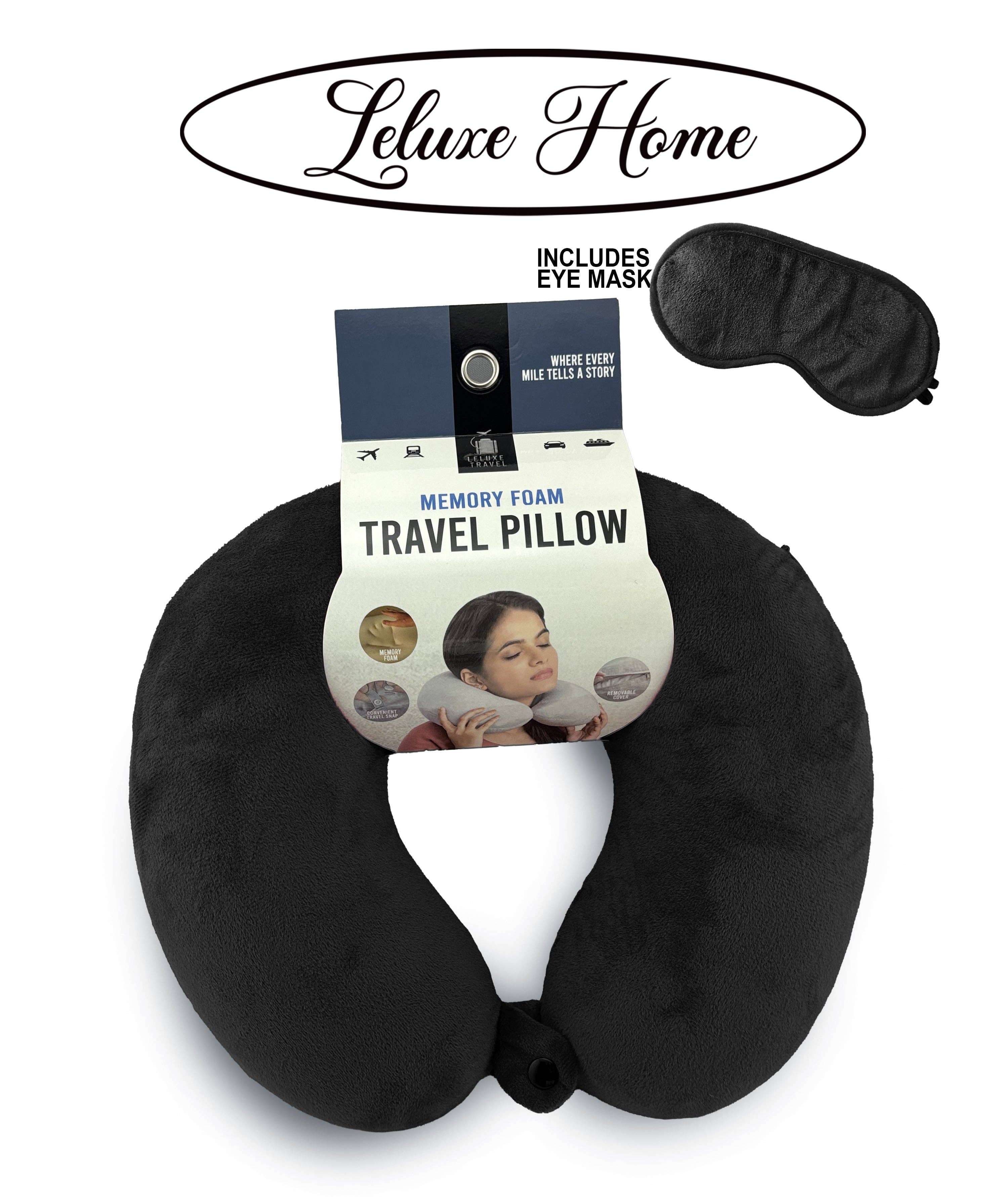 Leluxe Home - Wholesale Reiskussen - Leluxe Home reiskussen en slaapmasker set - traagschuim nekkussen in fluweel, 2-delige set met oogmasker3