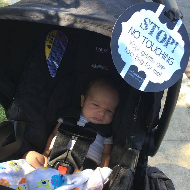 Three Little Tots - Wholesale Sign - Black and White No Touching Baby Car Seat Sign Tag8