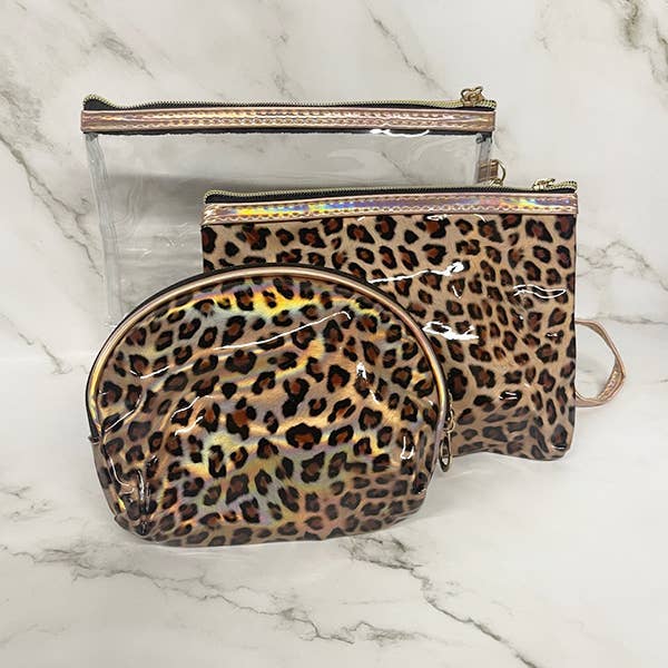 Love and Repeat - Wholesale Makeup/Cosmetic Bag - 3 pcs Leopard Cosmetic Pouch Set1