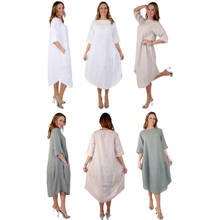 Robe en lin look lagen, Robe d'été en lin, Robe de créateur pour la vente par LINEN AND GAUZE