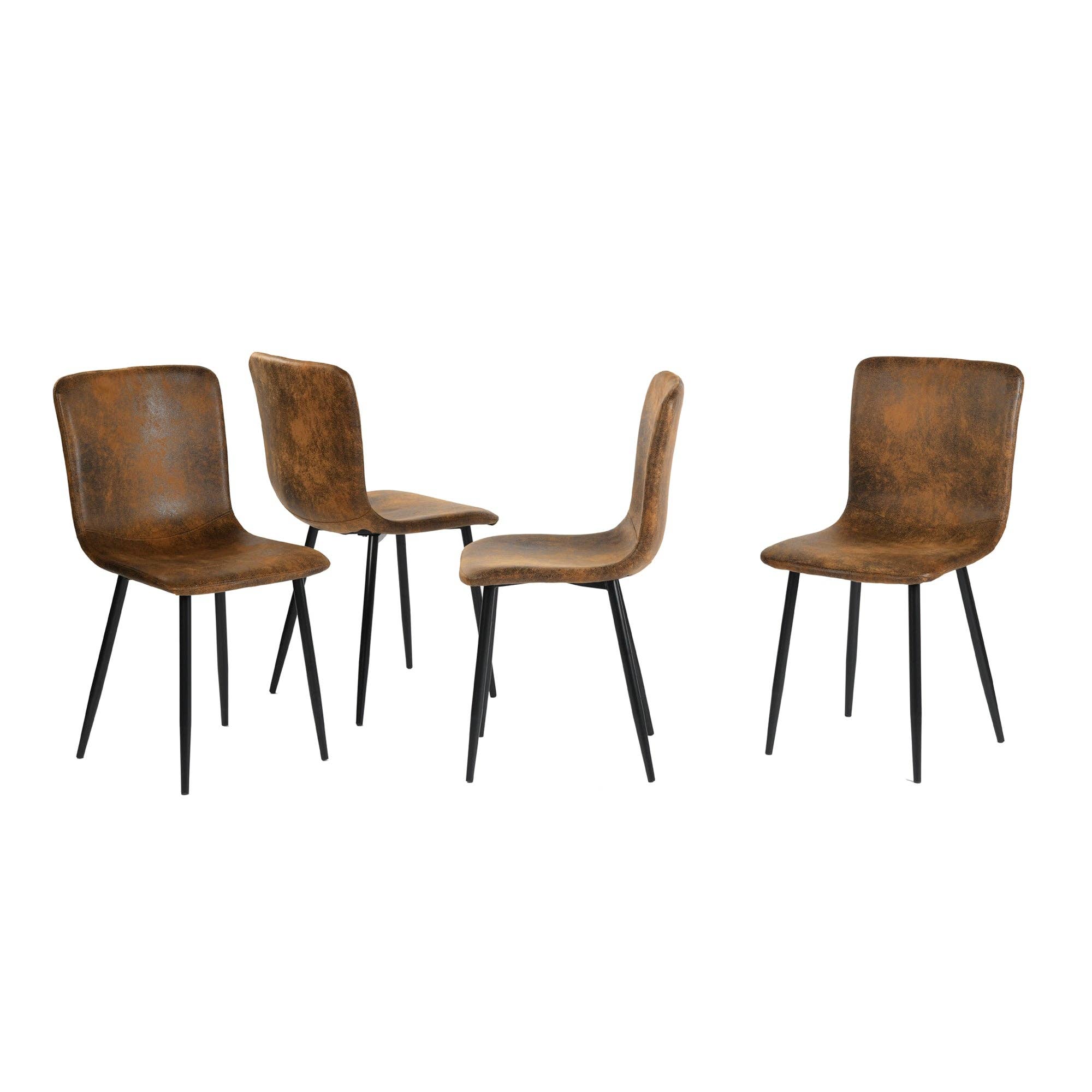 Urban Meuble - Wholesale Chair - Set of 4 vintage brown suede dining chairs with black legs SCARGILL SUEDE NL 4PCS0
