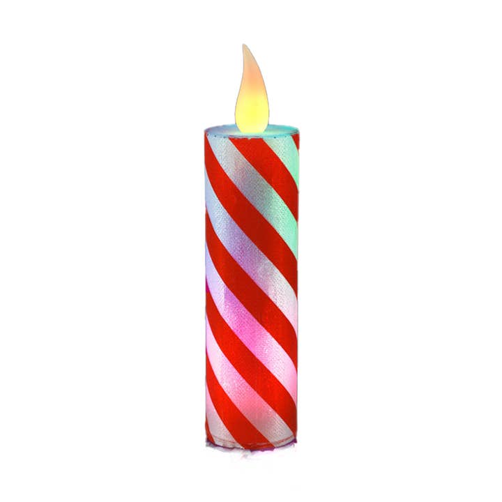 Flameless Flickering Candy Cane Light-Up Christmas Candle for wholesale by Blinkee.com, LLC