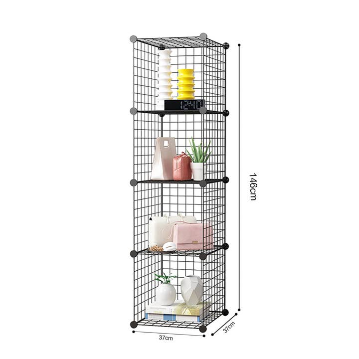 SOGA International Pty Ltd - Wholesale Free-standing shelf - Black 4 Tier Cube Organiser6