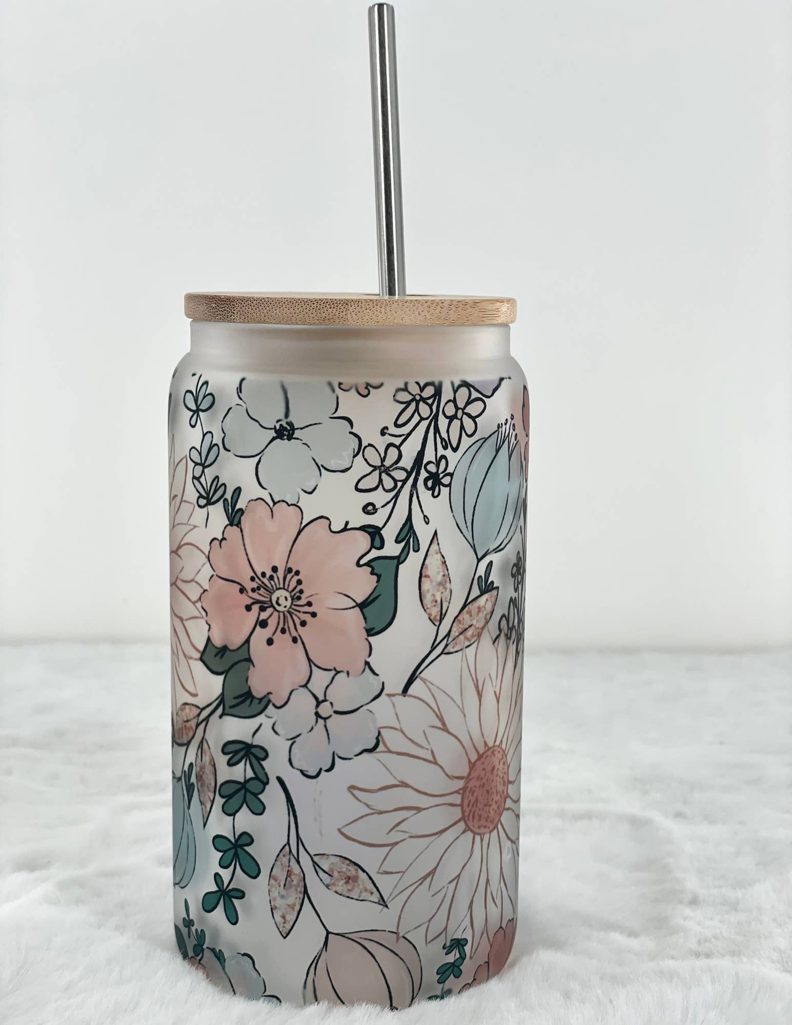 Simply Grateful Designz - Wholesale Drinking Glass/Cup - Floral Glass Tumbler