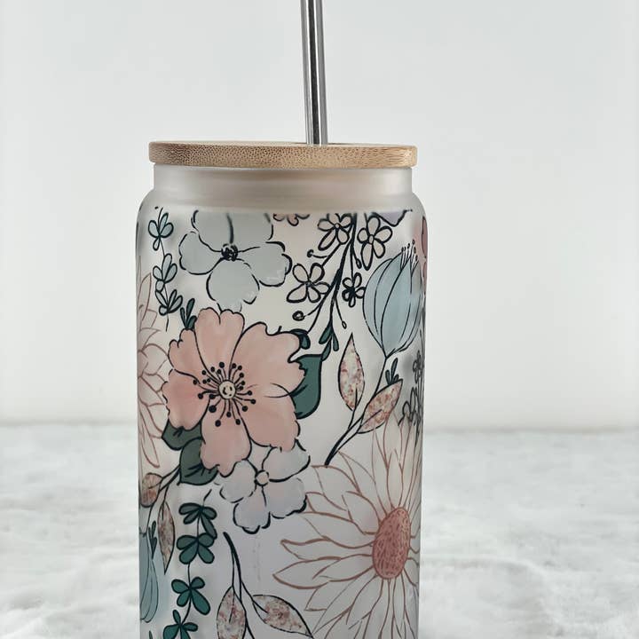 Simply Grateful Designz - Wholesale Drinking Glass/Cup - Floral Glass Tumbler0