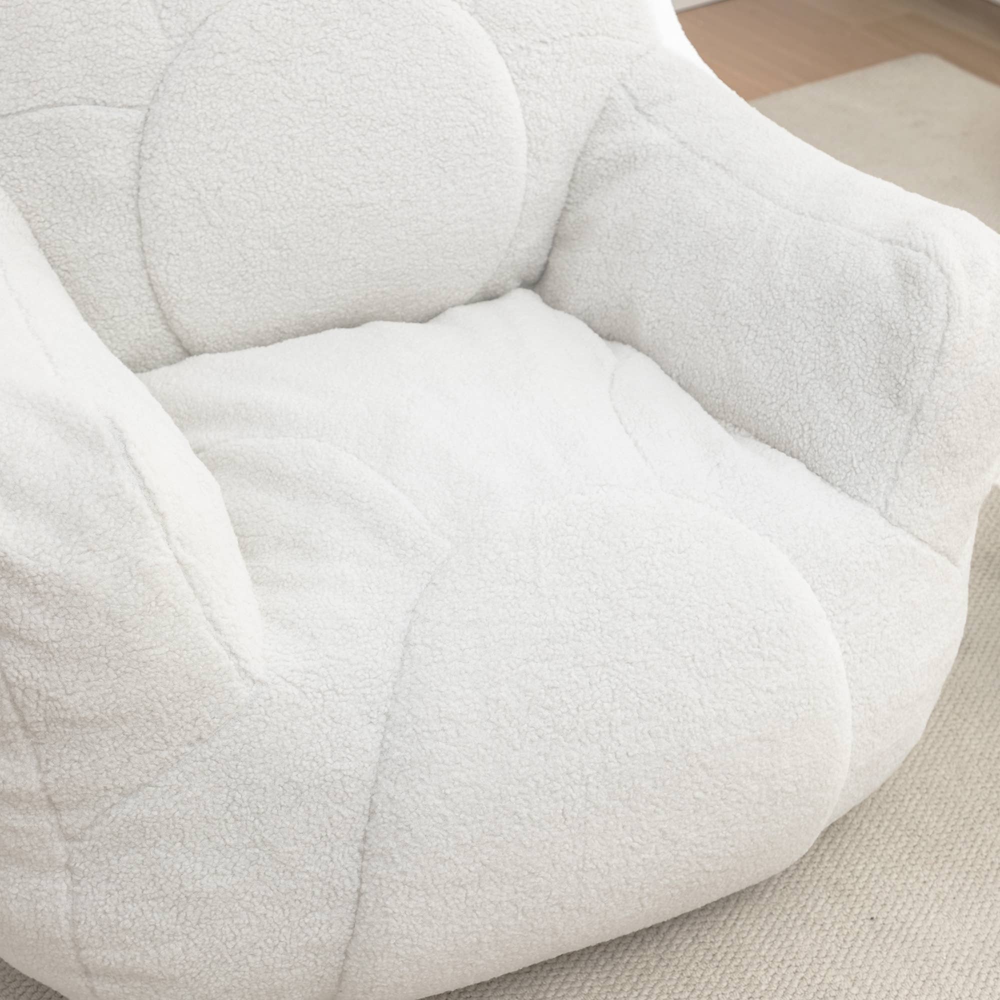 White Bean Bag Chair Sofa with Tufted Memory Foam Filling for wholesale on Faire18