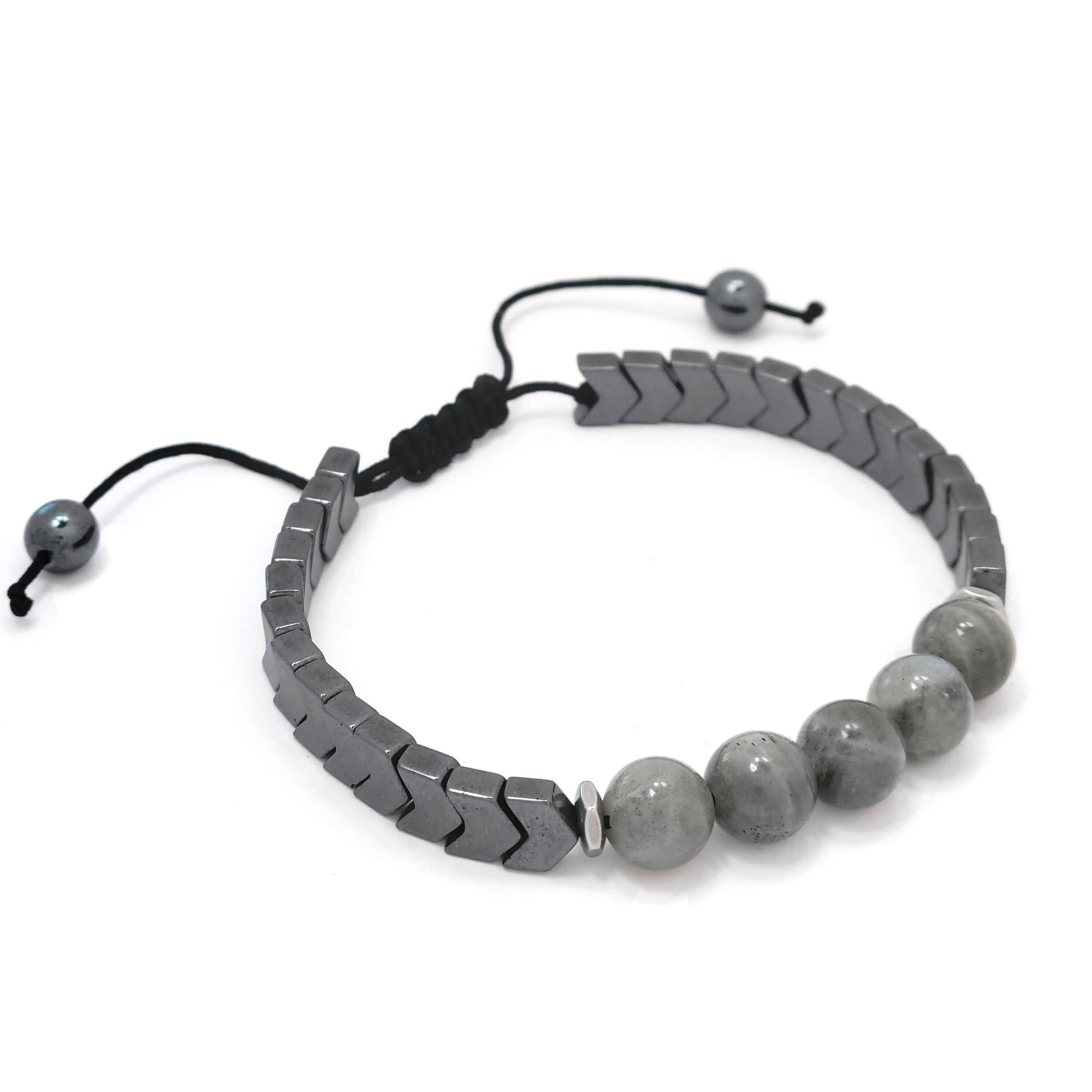 Mana Gallery - Wholesale Beaded Bracelet - Labradorite and Hematite Bracelet - Unisex Adjustable1