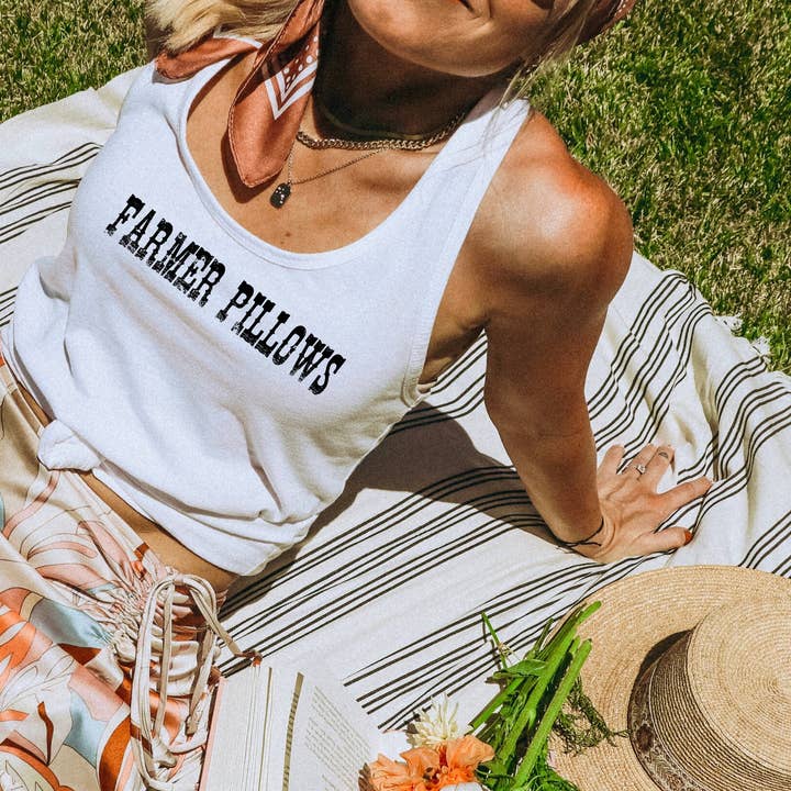 Farmer Pillows Tank Top for wholesale by Monadnock Print & Embroidery