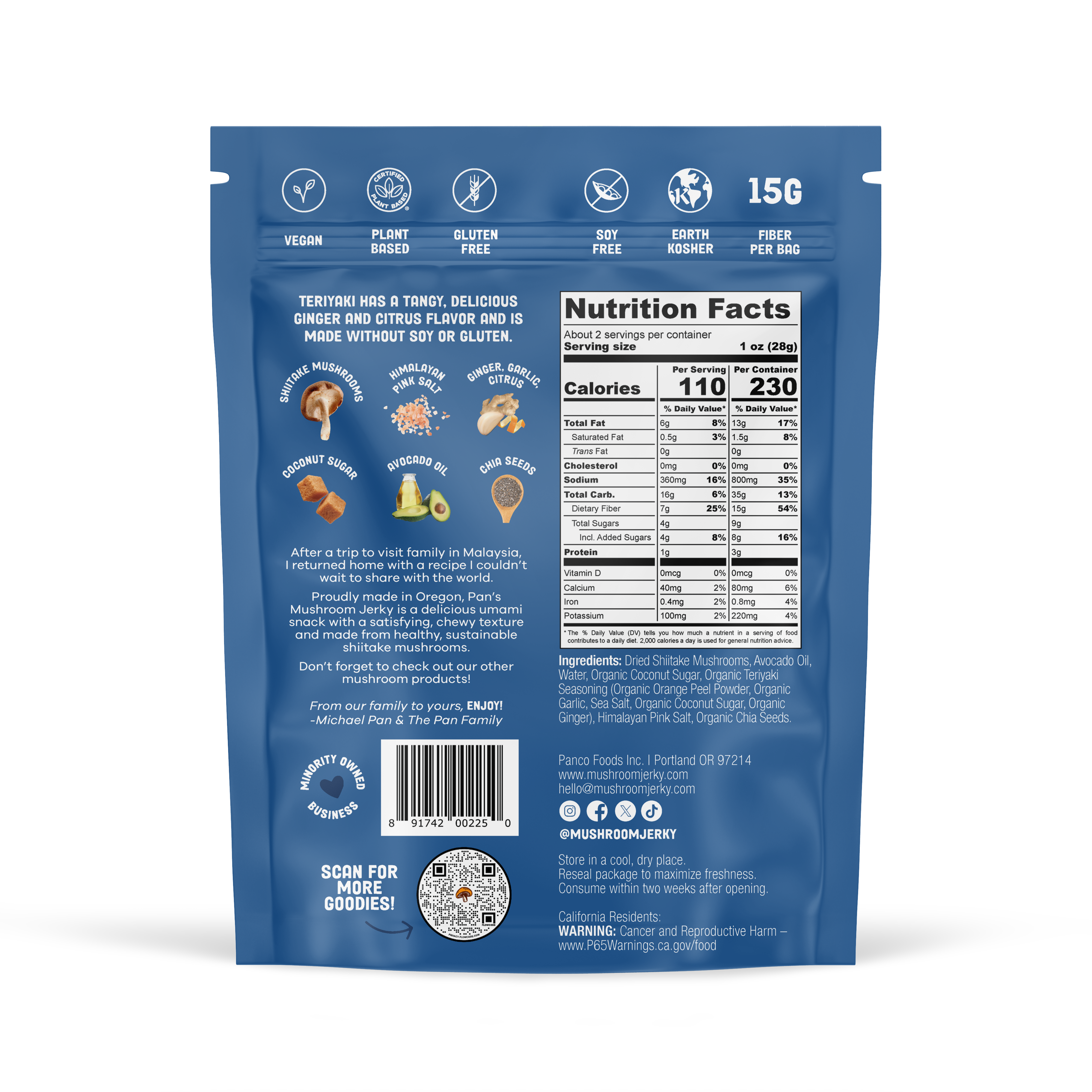 Pan's Mushroom Jerky - Wholesale Jerky - Pan's Mushroom Jerky - 2.2oz Teriyaki3