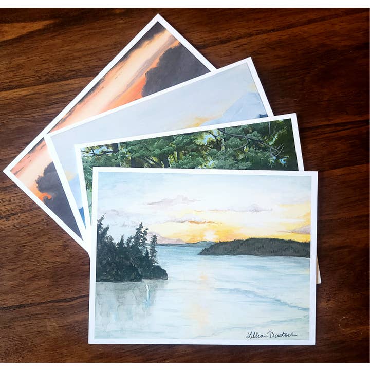 Tarjetas de felicitación firmadas a mano de pinturas de paisajes para venta al por mayor de Lillykdesigns