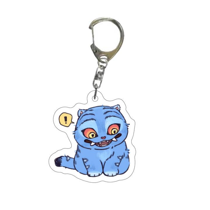 The Derpy Tiger Double-Sided Acrylic Keychain Bag Charm for wholesale by Sparkling Extras