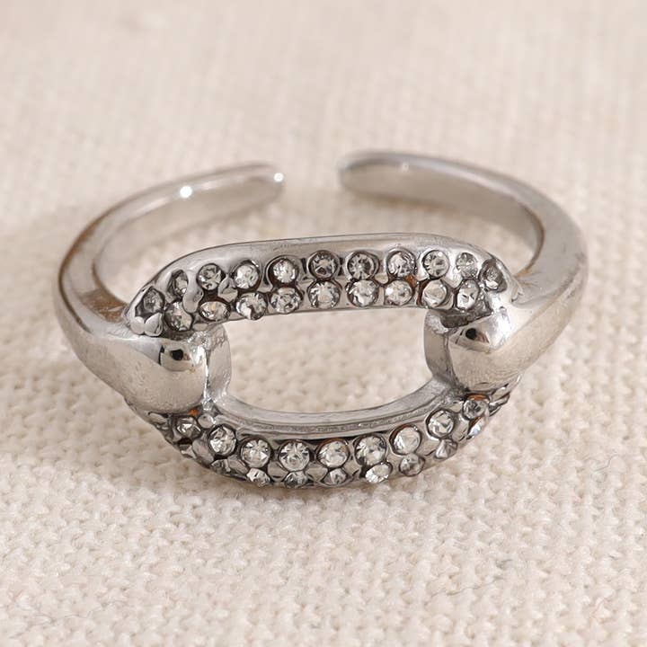 Justerbar silverring med oval mittendel för wholesale av JOYA