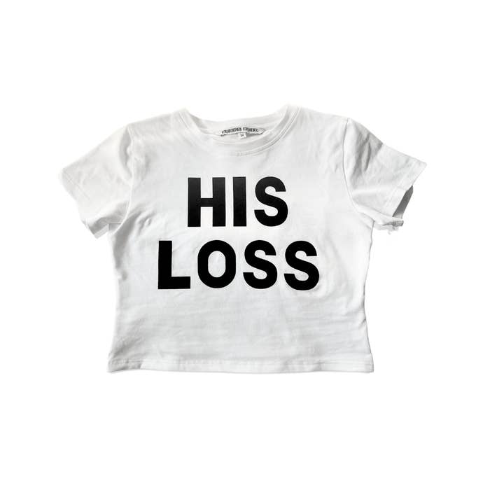 Rebel Reid - Wholesale Screen Printed T-Shirt - Women's - His Loss Graphic Baby Tee2