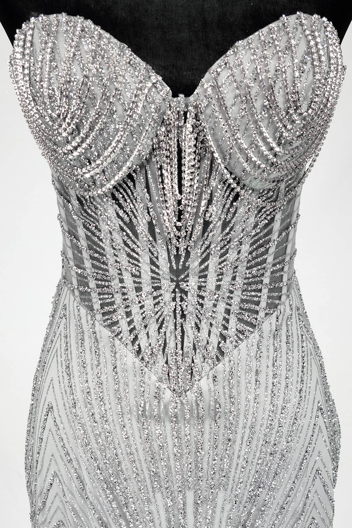 Chicas - Wholesale Gown - Women's - Long sparkling mermaid dress with hanging jewels CF00117