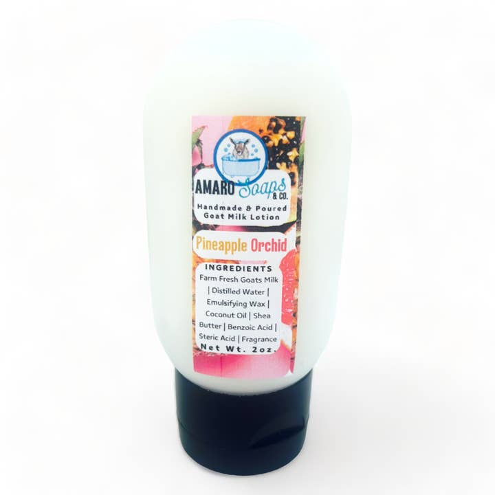 Ananas Orchid Rejsemælklotion til gedemælk for engroshandel hos Amaro Soaps & Co.