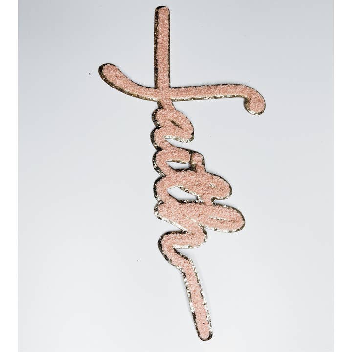 10" Faith - Chenille-patch in zacht perzik met gouden achterkant voor wholesale door TEELUX