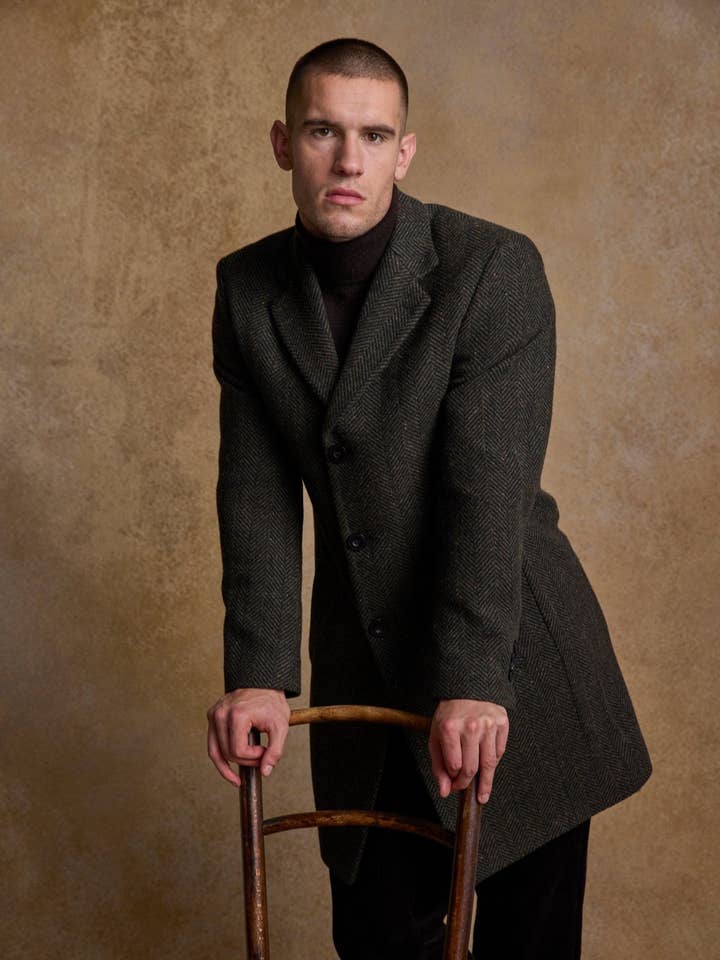 Jack Murphy Clothing - Wholesale Coat - Men's - Owen Tweed Coat - Donegal Pine Herringbone0