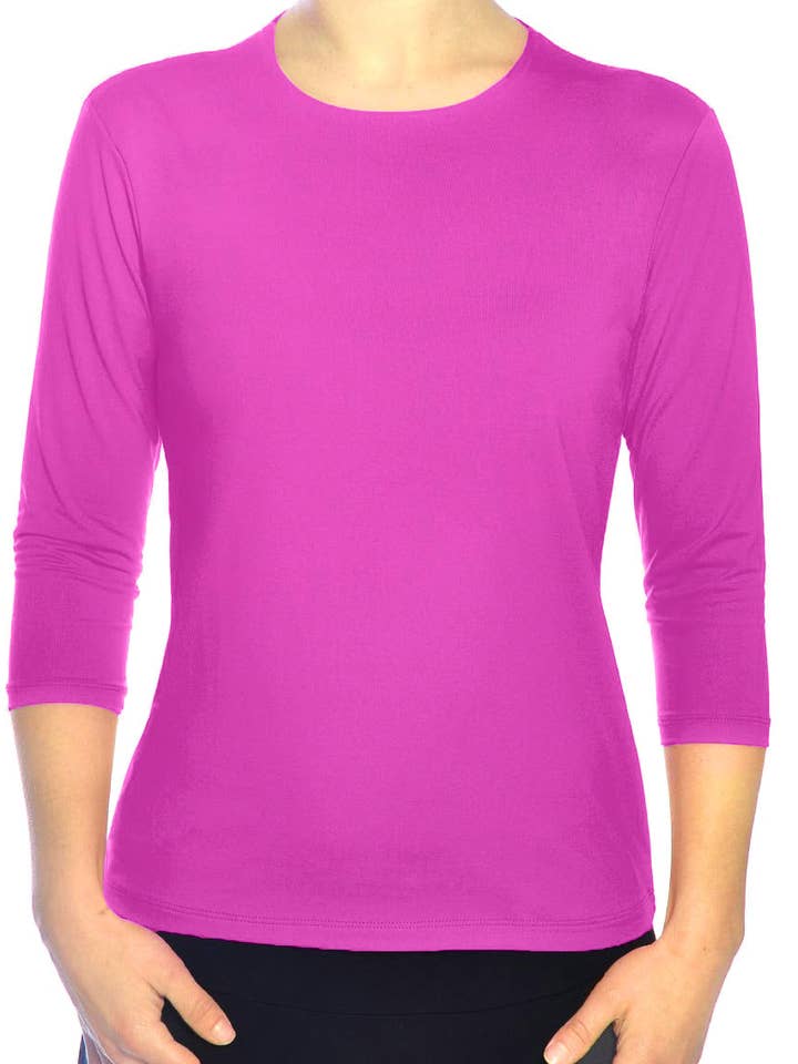 Kosher Casual - Wholesale Rashguard - Women’s - High-Neck Modest 3/4 Sleeve Swim Shirt with UV50 Protection14