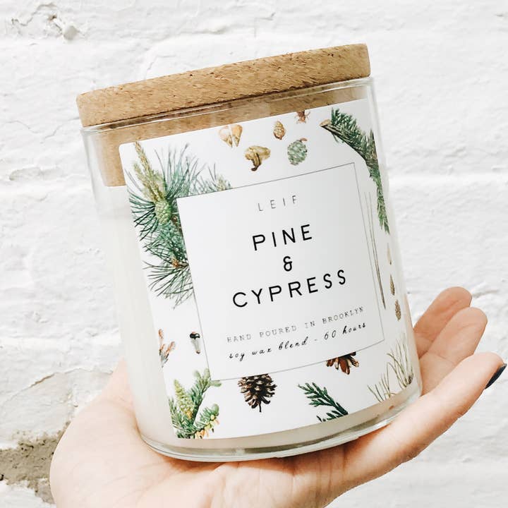 LEIF - Vente Bougie en bocal - BOUGIE BOTANISTE | pin & cyprès0