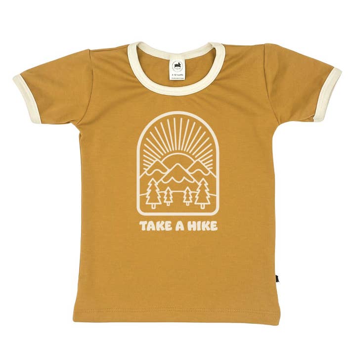 Camiseta justa para bebês/crianças/jovens de bambu/algodão 'Take a Hike' | Girassol por atacado de Little & Lively