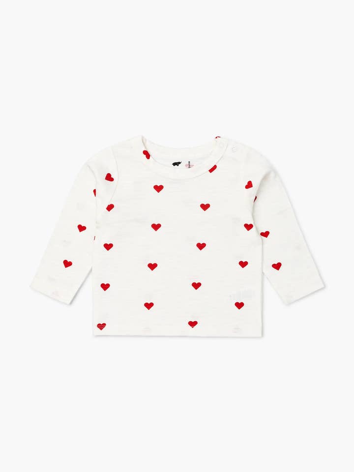 Valentijnsdag Lange Mouw Crewneck T-shirt_Tiny Hearts voor wholesale door Monica + Andy