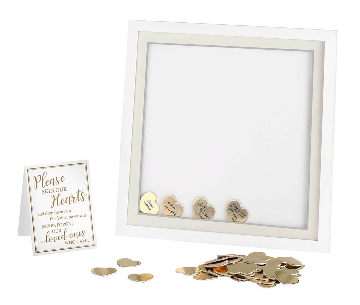 Lillian Rose - Vente Livre d'or - Cadre de signature alternatif pour livre d'or blanc avec 48 cœurs dorés2