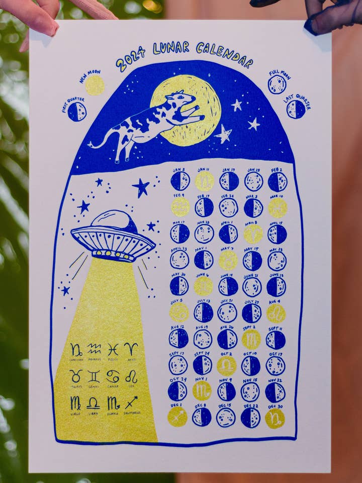 Calendario lunar 2024 para venta al por mayor de heycolanda studio