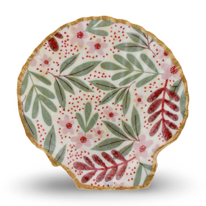 Mulberry Floral Shell Jewelry and Trinket Dish for wholesale by Traci's Beads