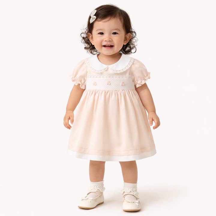 Embroidered Woven Baby Girl Dress 6–24 Months for wholesale by Omnis Pura