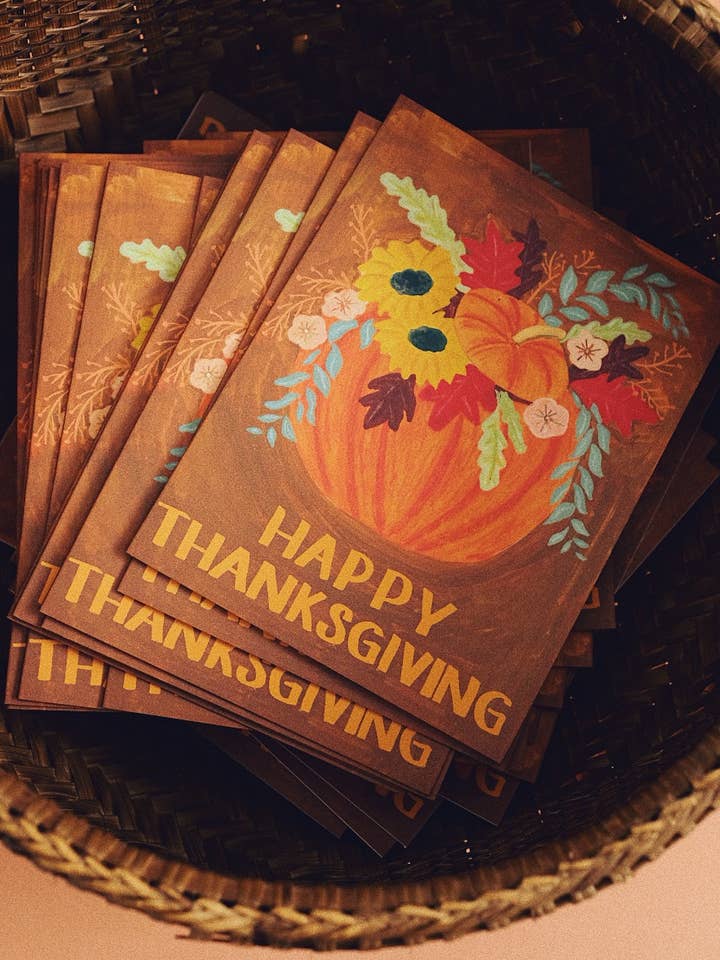 Happy Thanksgiving Pumpkin Boeket kaart voor wholesale door Small Adventure