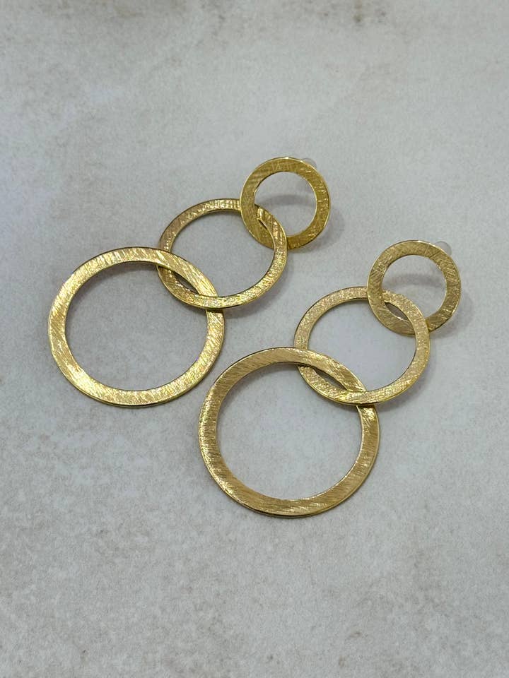 Mood Brushed Gold Stainless Steel Earrings for wholesale by Cassette Barcelona