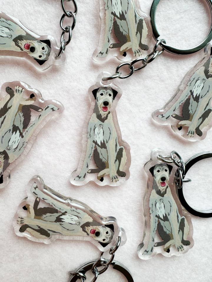 Irish Wolfhound Keychain for wholesale by Our Cheery Corner
