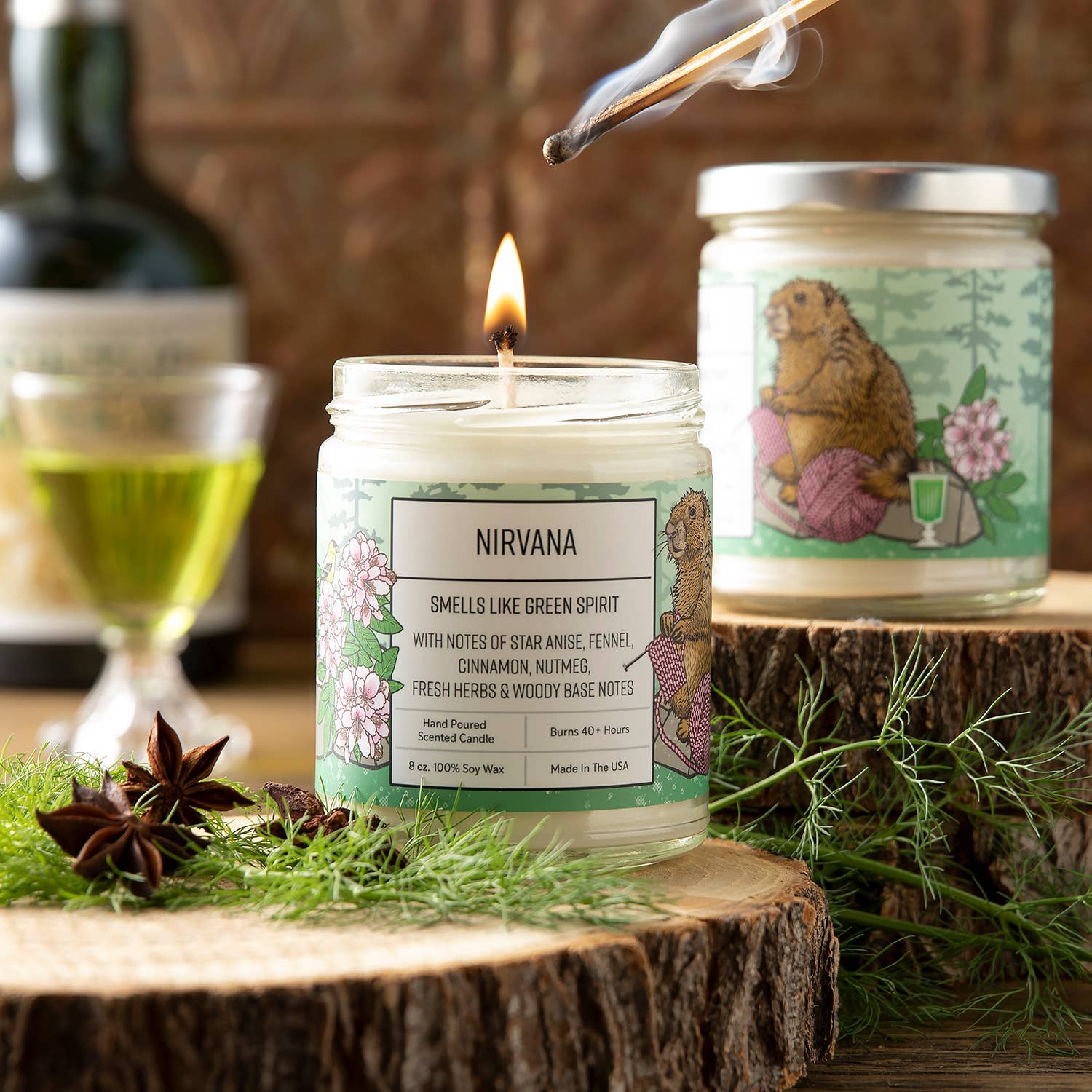 Two Little Fruits - Wholesale Jar/Filled Candle - Absinthe Fennel Soy Candle – Star Anise Cinnamon2