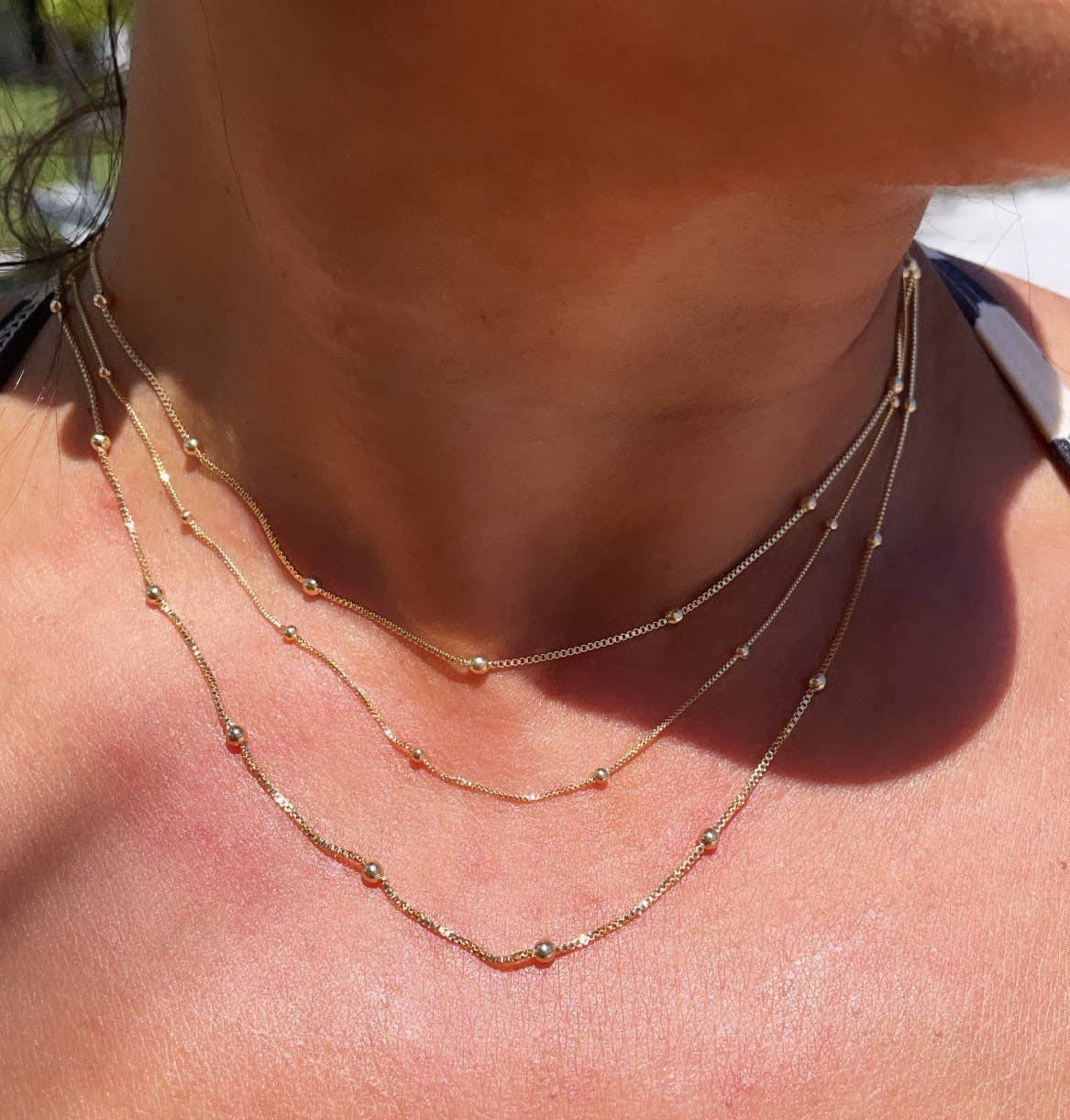 Milie - Wholesale Link & Chain Necklace - 18k GF Satellite Chain 1mm Necklace4