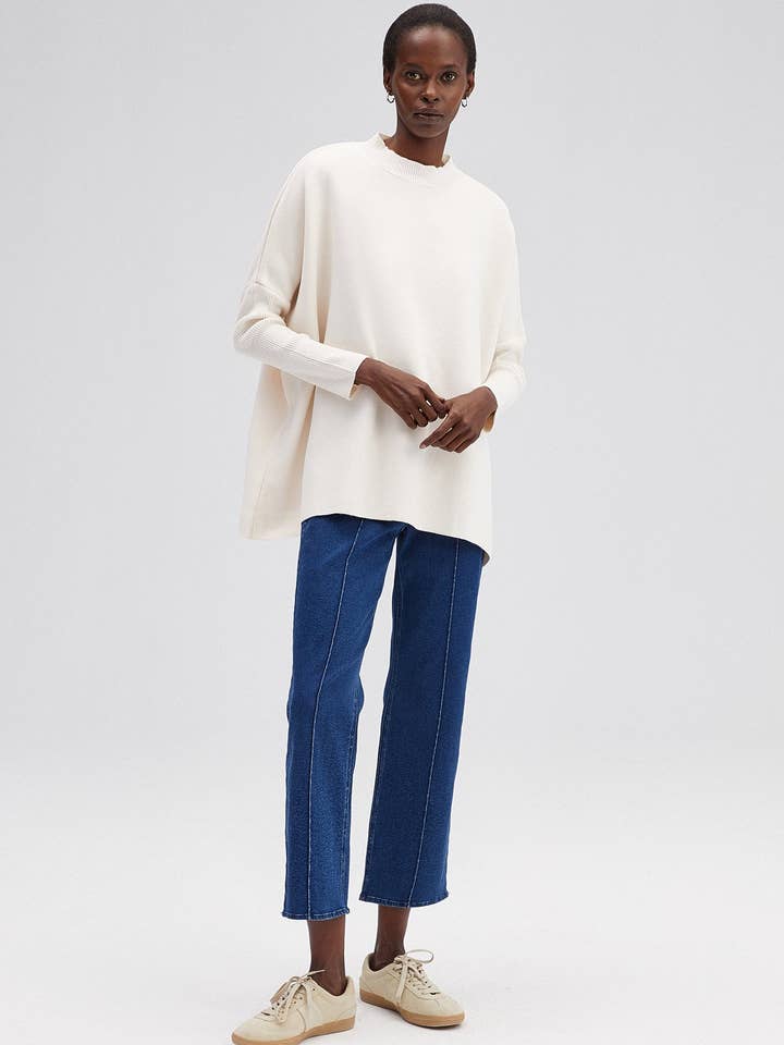 Ecru DROP SHOULDER KNIT TUNIC for wholesale on Faire1