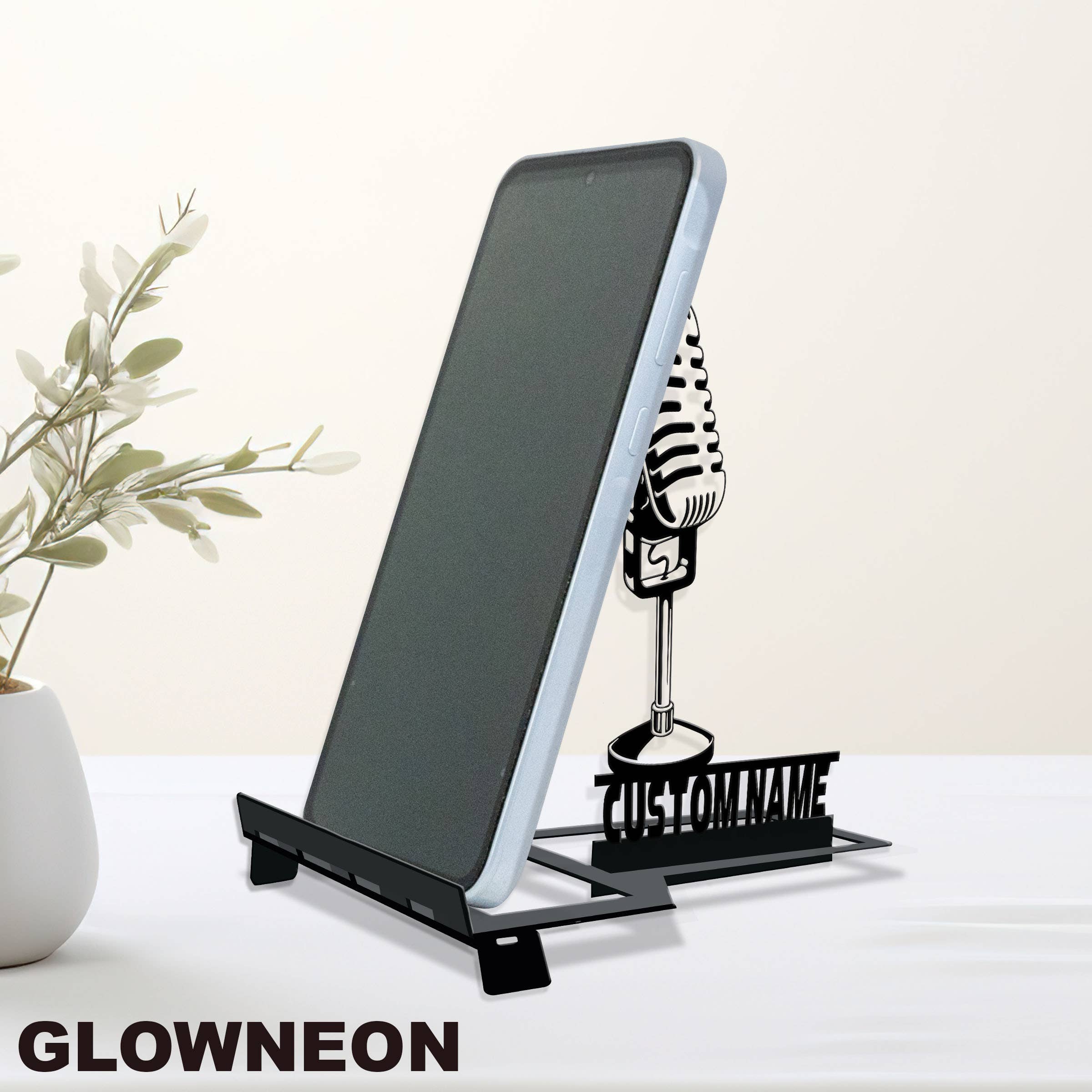 Glow Neon - Wholesale Phone/Tablet Stand - Personalized Metal Microphone Phone Stand, Phone Holder Sign2