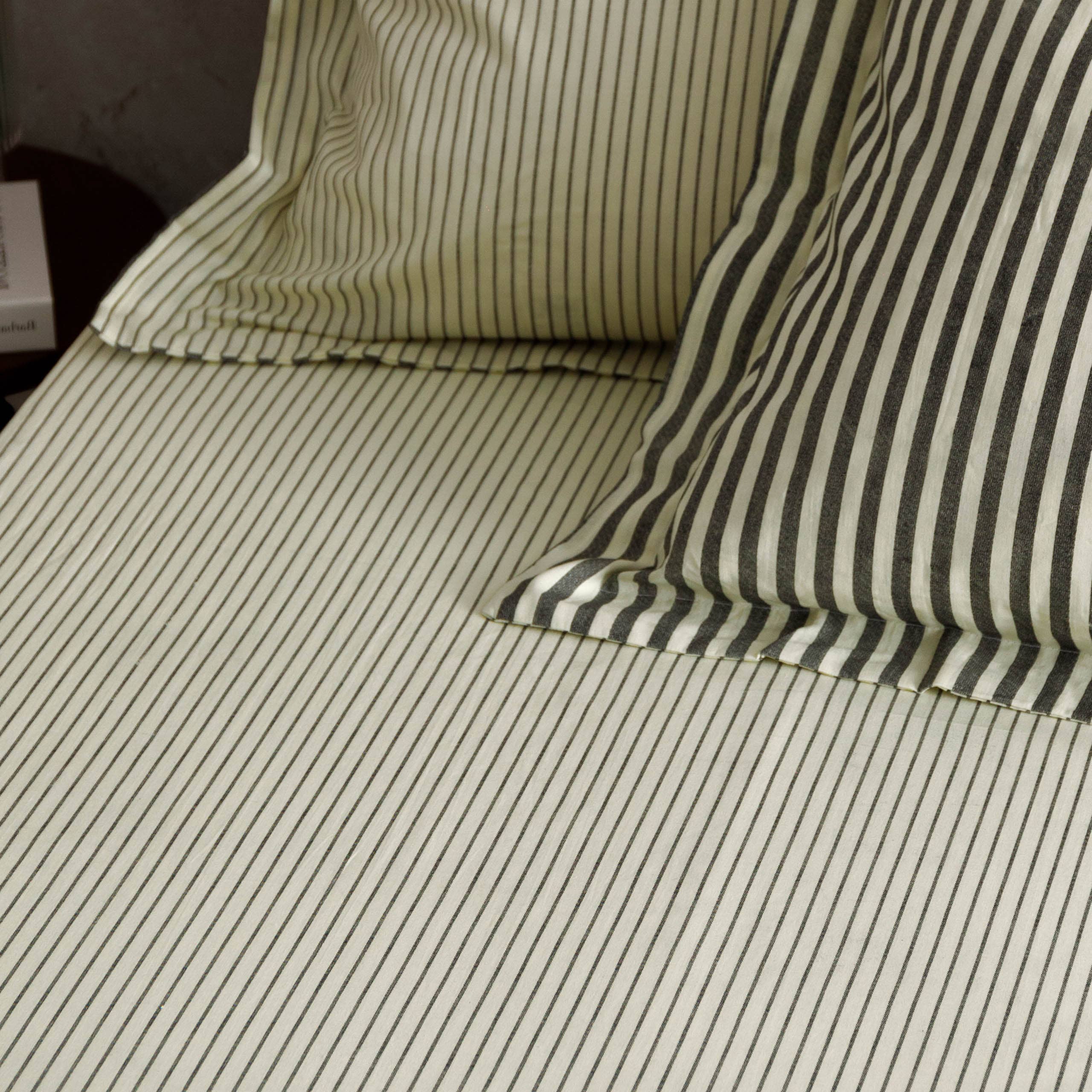 Hebden 100% Cotton Narrow Stripe Fitted Bed sheet Black for wholesale on Faire1