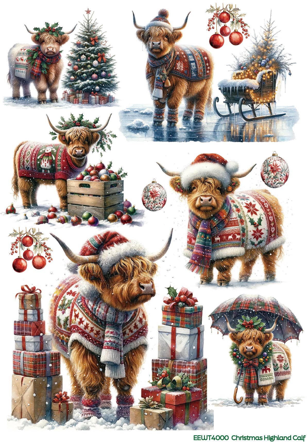 European Excellency - Wholesale Sublimation Transfer - Christmas Highland - Wet Transfer - Decals for Crafts1