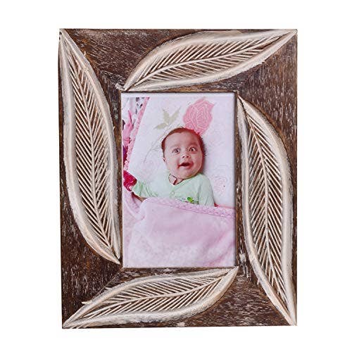 Marco de fotos de madera de 4 x 6 pulgadas, marco de madera de aspecto antiguo con acabado marrón rústico, montaje en pared o expositor de mesa para venta al por mayor de AK INTERNATIONAL