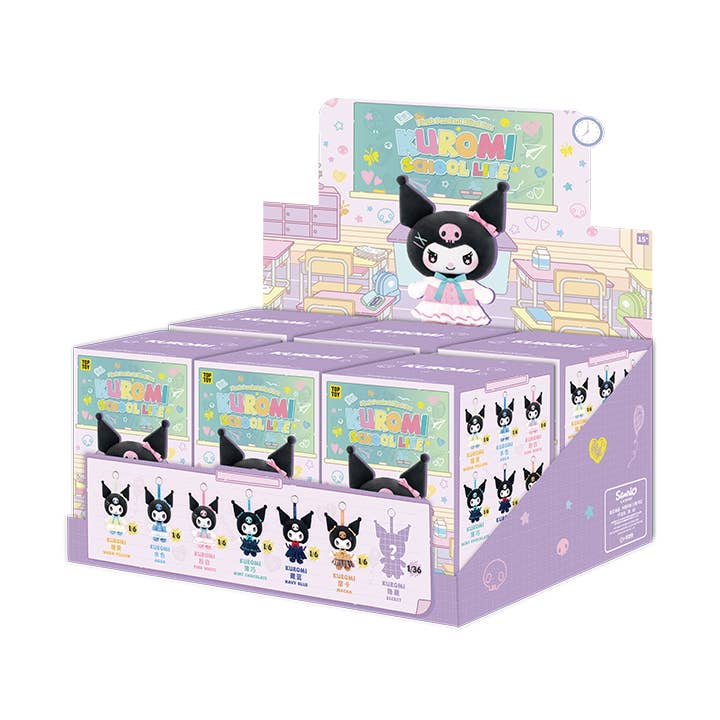 Top Toy x Kuromi School Life Peluche Ciondolo Blind Box (Confezione da 6) per la vendita all'ingrosso da parte di Pops Distro Inc