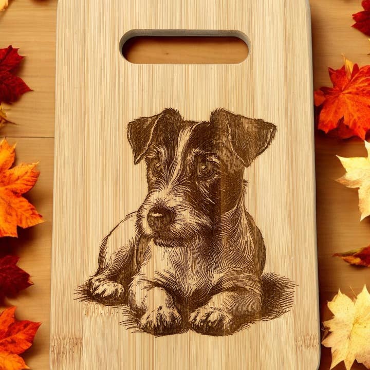Jack Russell Terrier Bamboo Cutting Board, cheese board for wholesale by The Krafty Equestrian
