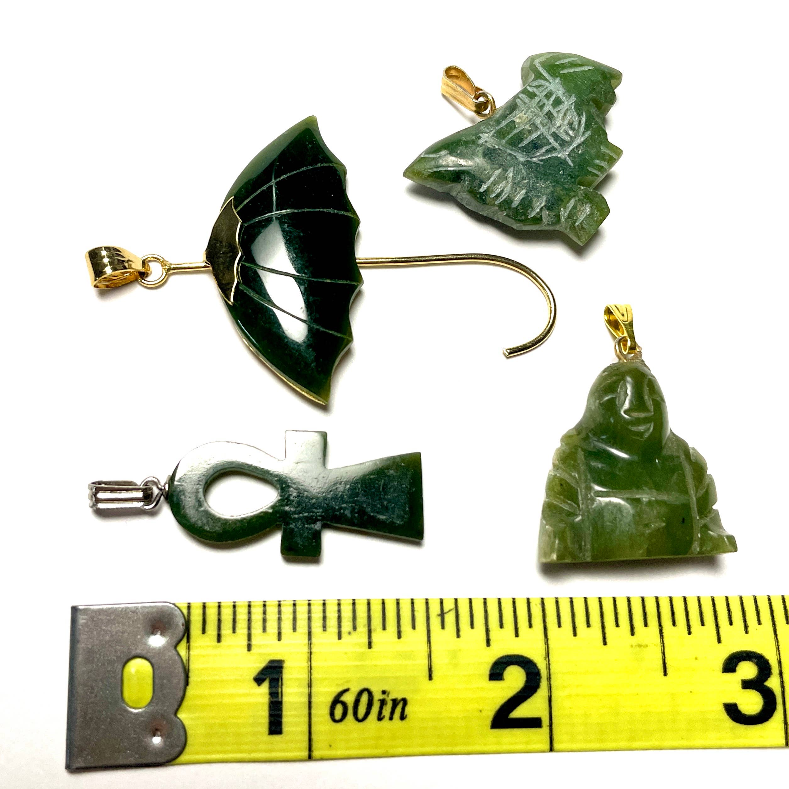 Whitestone Jewelry Co. - Wholesale Individual Charm/Pendant - Vintage 1970s Green Jade Lucky Charm Pendant Set5