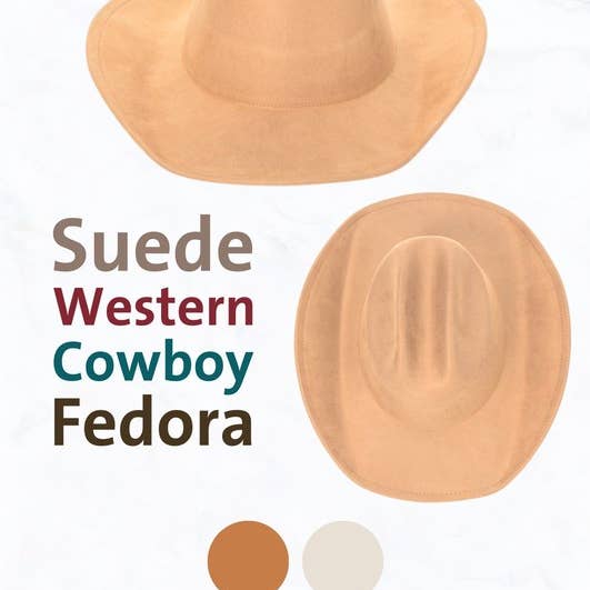 Suzie Q USA - Wholesale Fedora - Women's - Big Brim Suede Western Cowboy Fedora Hat1
