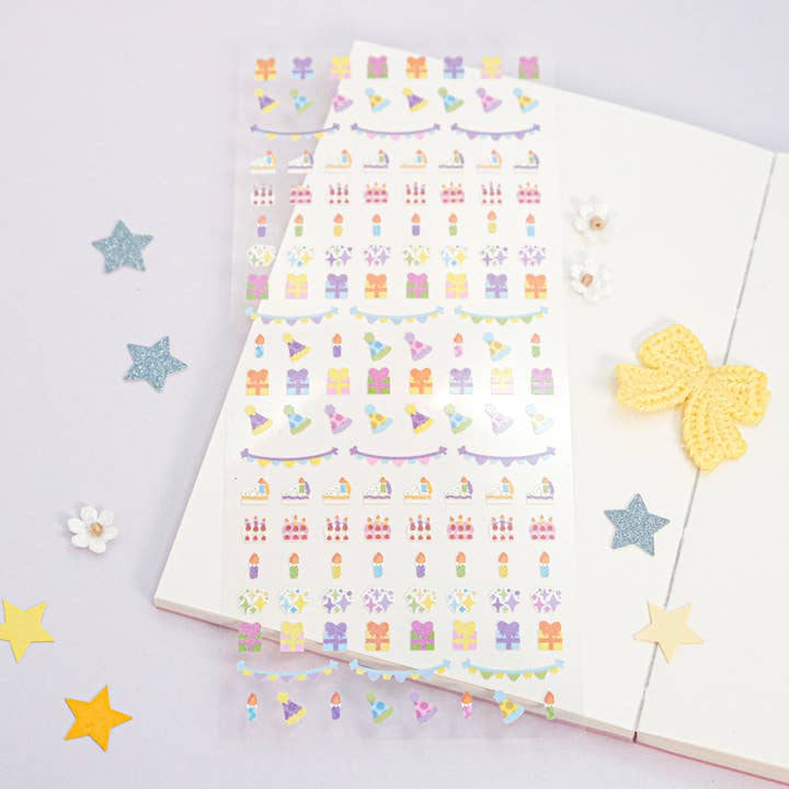Birthday Party Glitter Deco Sticker Sheet pour la vente par Sparkles in the Wild