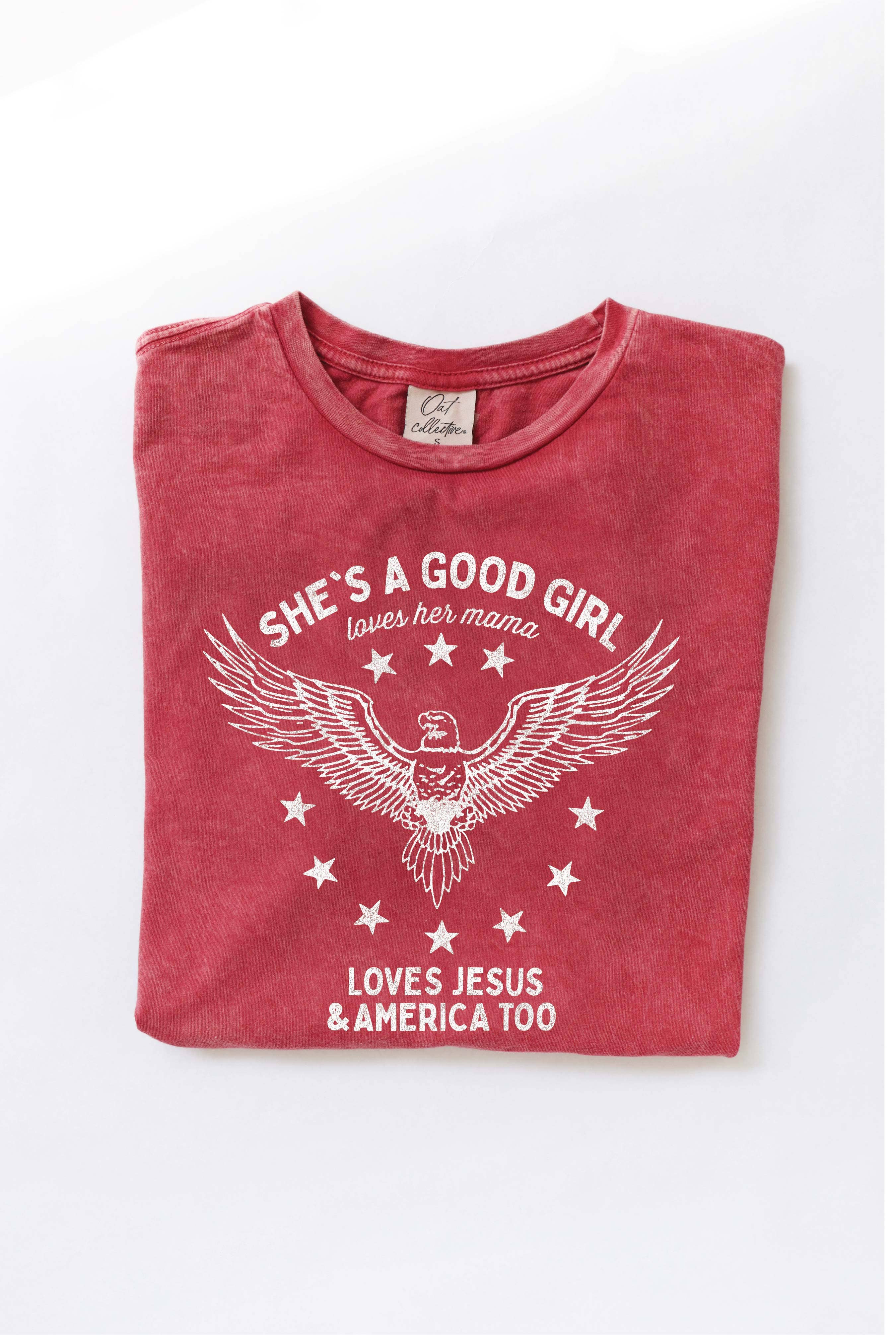 OAT COLLECTIVE - Vente T-shirt sérigraphié – femme - Haut graphique en tissu minéral délavé SHE'S A GOOD GIRL4