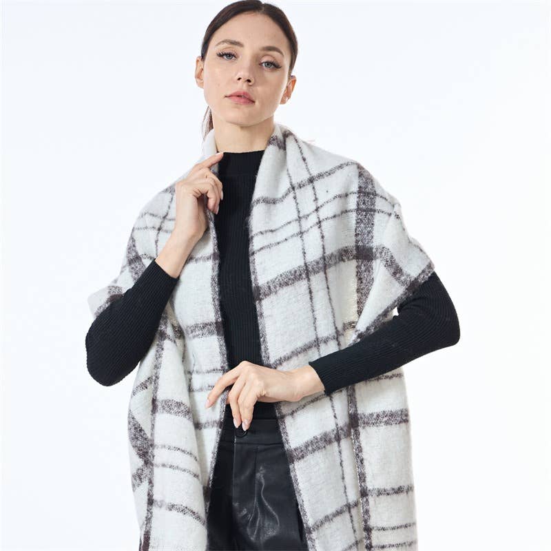 Sweetkama - Wholesale Scarf - Women's - Unisex Color Block Plaid Everyday Scarf SKAS42002