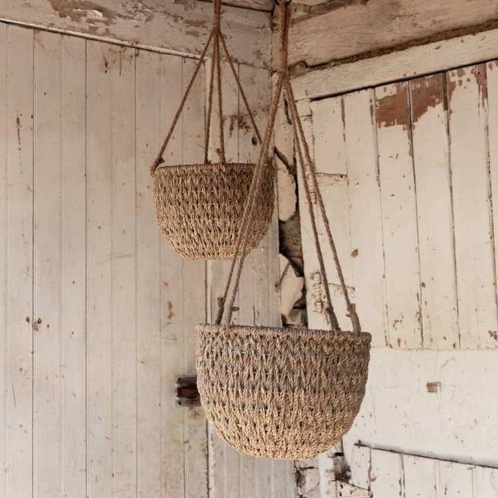 Audrey's Home & Gift - Wholesale Basket - Hanging Seagrass Baskets (Set Of 02)