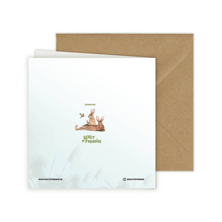 Beast of Paradise - Venta al por mayor Tarjetas del Día de la Madre - Tarjeta de felicitación con conejos, animales y pájaros, en blanco1