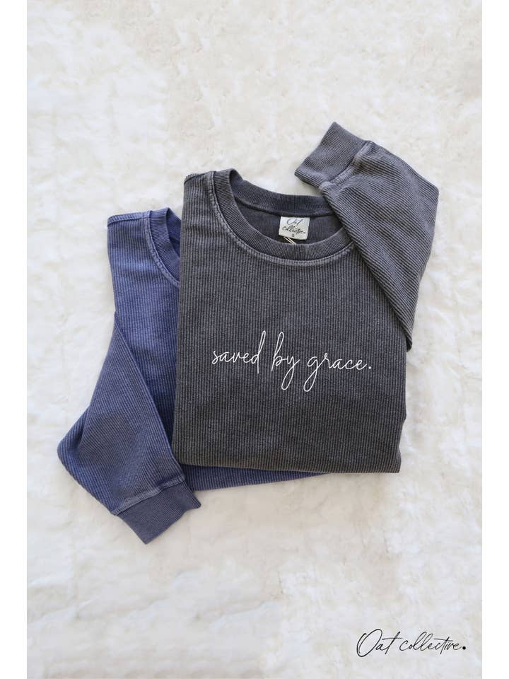 OAT COLLECTIVE - Wholesale Graphic sweatshirt – Women’s - SAVED BY GRACE Cropped Thermal Vintage Pullover7